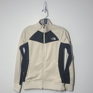 North Face Women's Cream and Black Zip Up Jacket